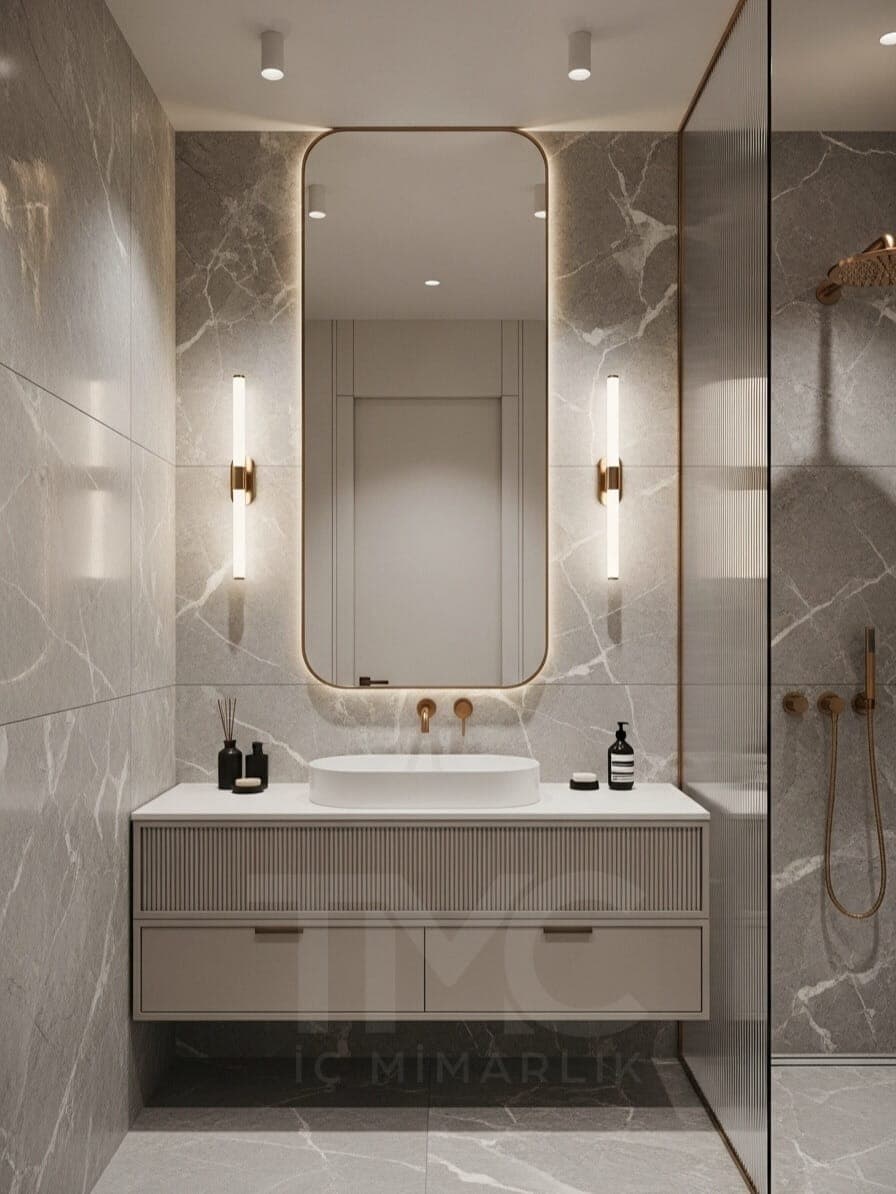 Modern Banyo Tasarımı fonksiyonel kullanım ergonomisi ve mimari detay görünümü