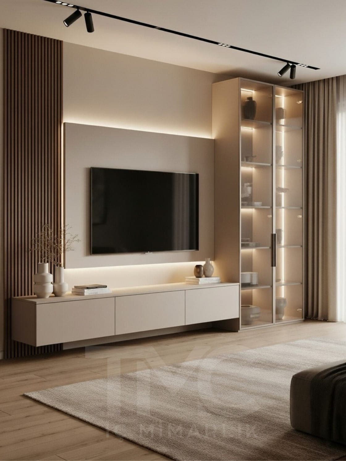 Modern TV Ünitesi Tasarımı fonksiyonel kullanım ergonomisi ve mimari detay görünümü