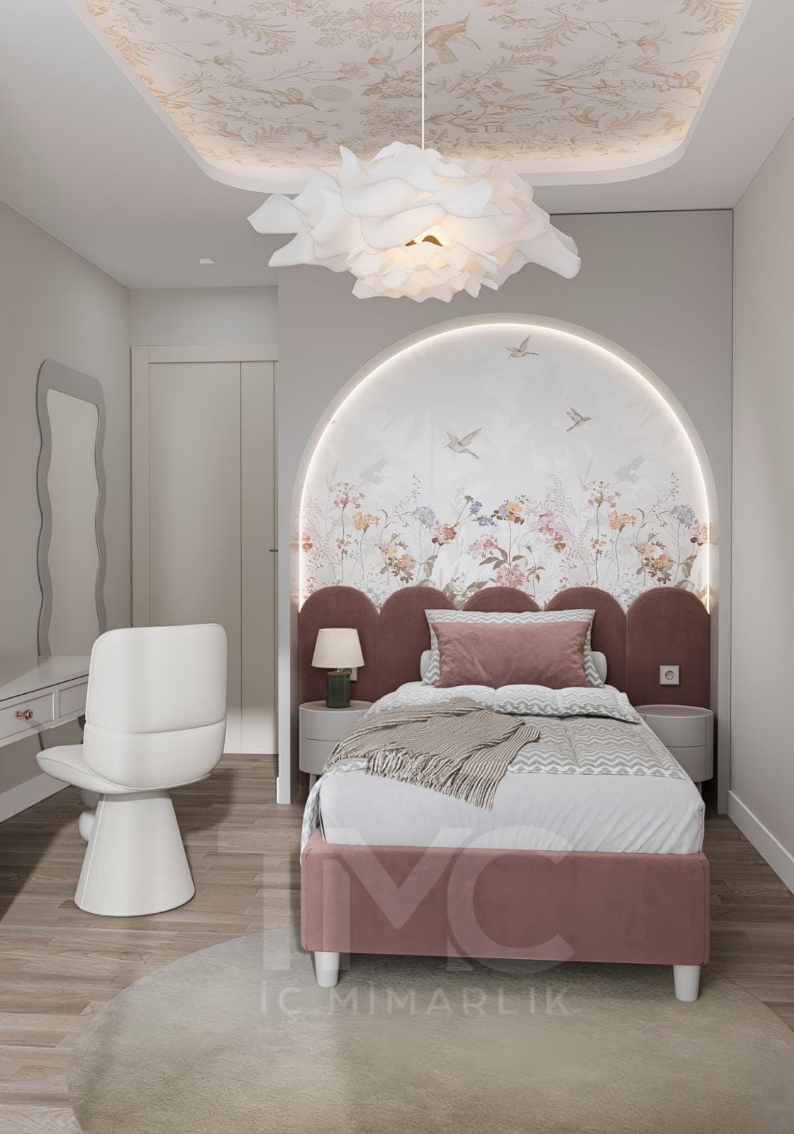 Genç Odası Tasarımı – Luna Dream House tamamlayıcı mimari detay ve yüzey kaplama kalitesi