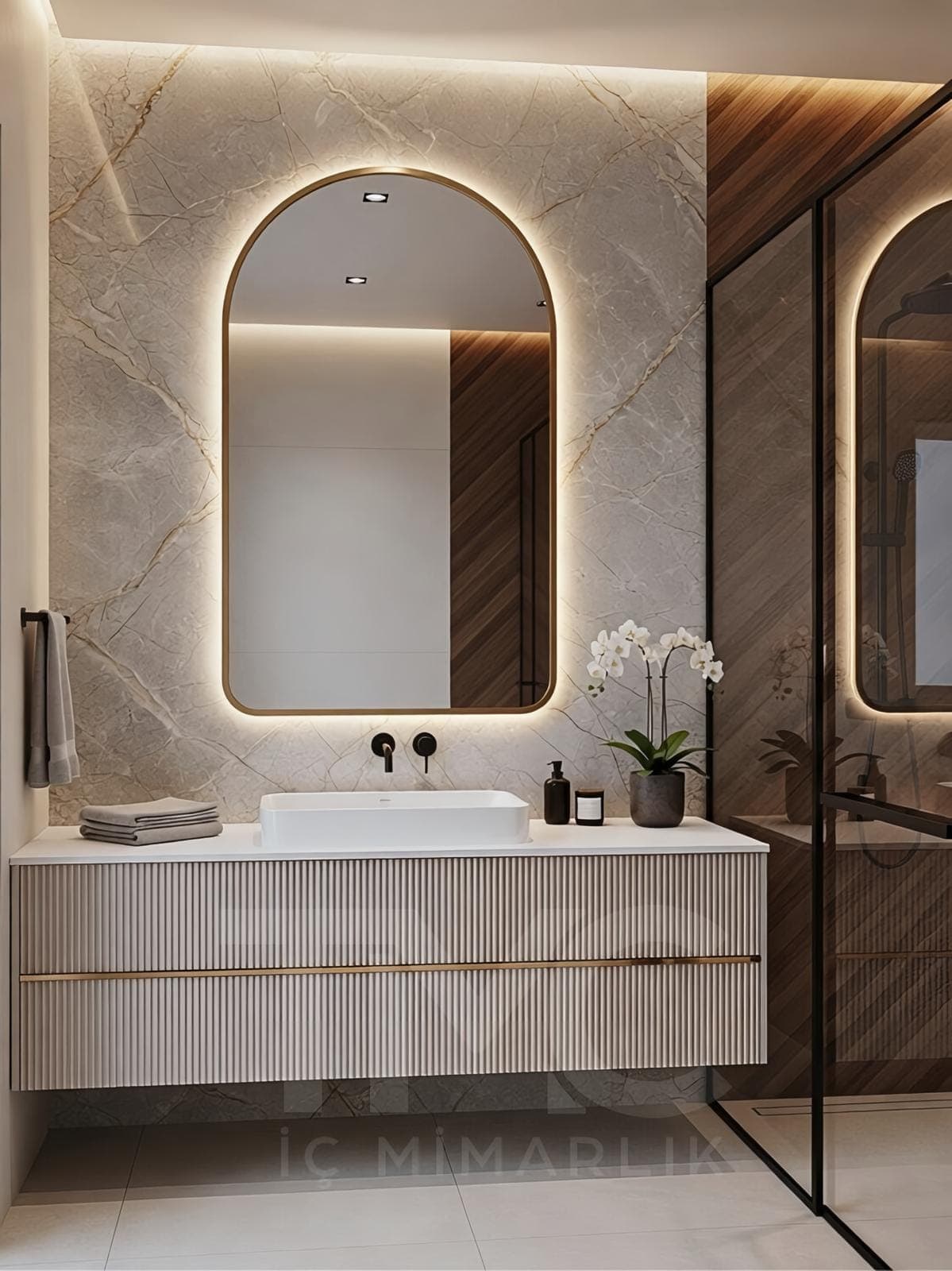Modern Banyo Tasarımı | Selin & Emre Evi – Kadıköy fonksiyonel kullanım ergonomisi ve mimari detay görünümü